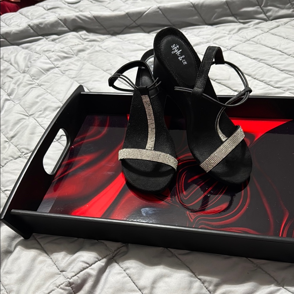 Black and Silver rhinestone sandals